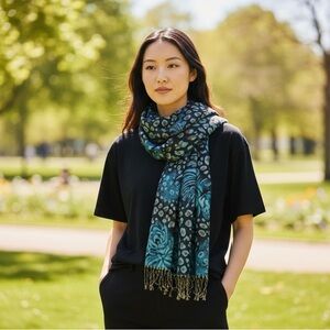PASHMINA Printed Scarf Blue